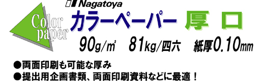 カラーペーパー A4 厚口 (90g) 【Nagatoyaオンラインストア】カラー 