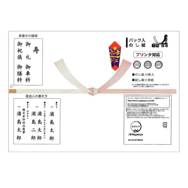 画像1: イ-977　ながとや　パック入のし紙　結切10本　B5判　10枚 (1)