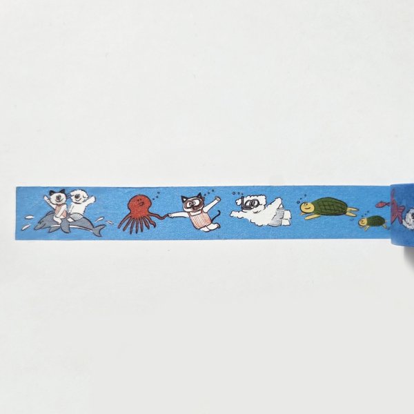 画像3: WN0018　W&N わんにゃんマスキングテープ【水族館】 (3)