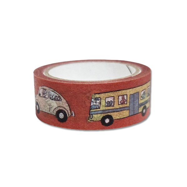 画像1: WN0019　W&N わんにゃんマスキングテープ【乗り物】 (1)